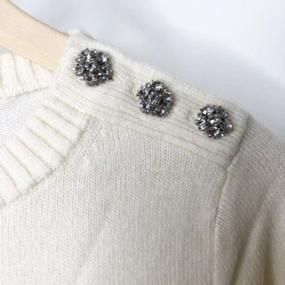 J. CREW Crewneck Sweater with Jeweled Buttons - Picture 5 of 9
